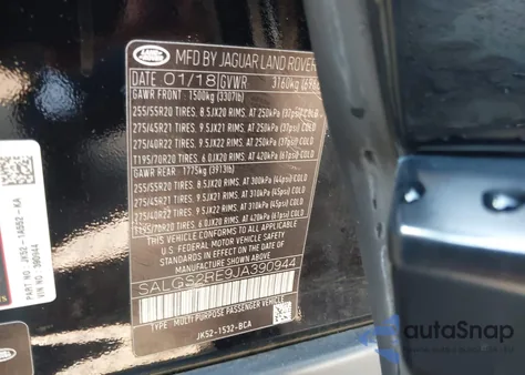 2018 Land Rover Range Rover 5.0L V8 Supercharged из США, поврежденный, VIN SALGS2RE9JA390944